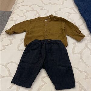 Zara Olive Button-Up Baby Shirt